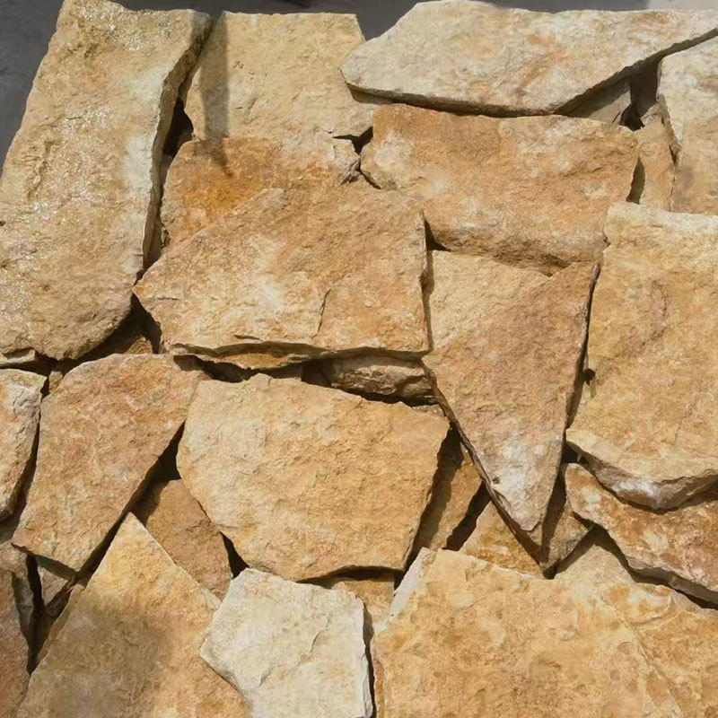 Customized Autumn Yellow Crushed Stone, Asymmetrical Autumn Leaf Yellow Cultural Stone, Self-Built House Courtyard Paving Loose Cultural Stone
