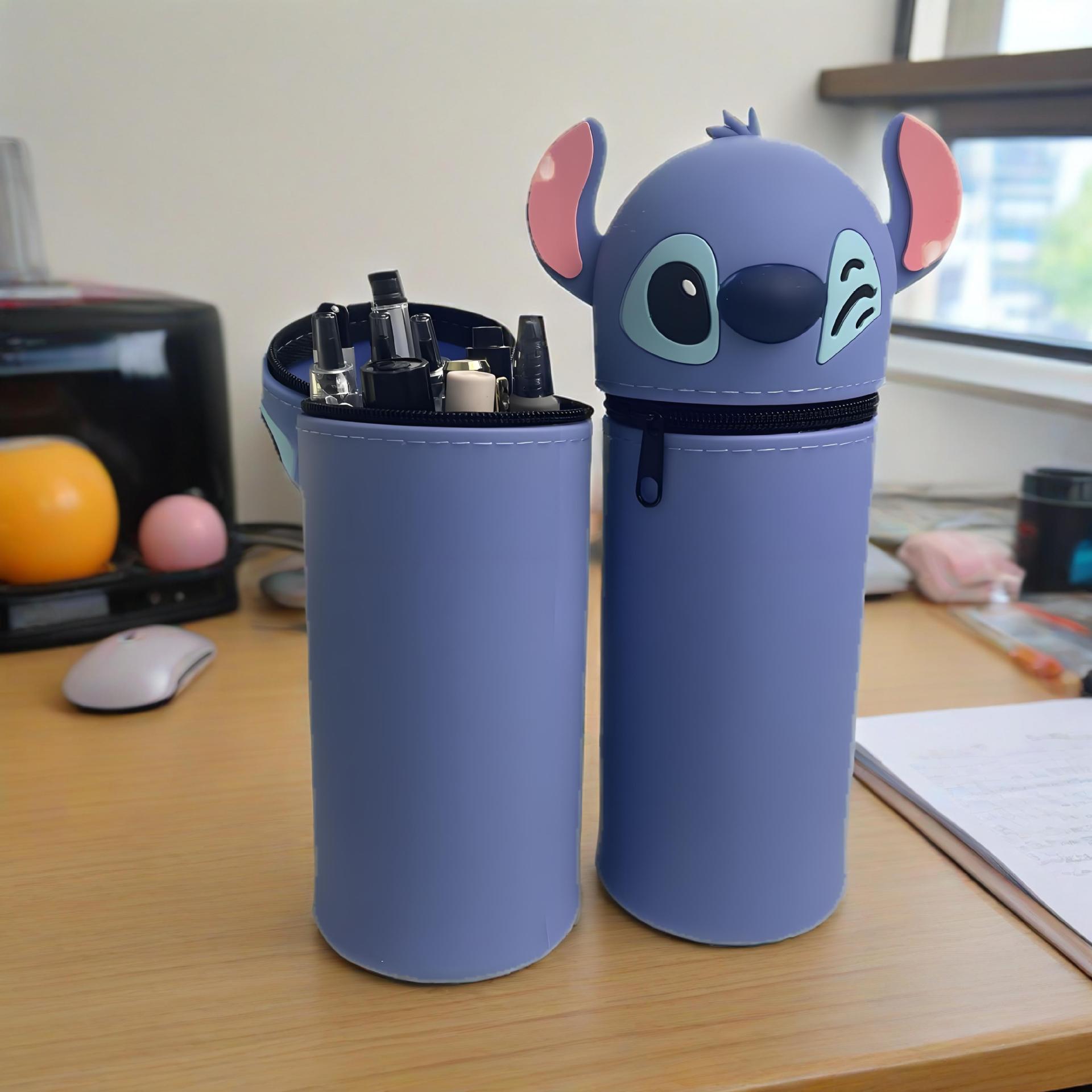 Foreign Trade Stitch Pen Holder Telescopic Large Capacity Stain-Resistant Student Stationery Bag Soft Silicone Pencil Bag High-Value Pencil Case