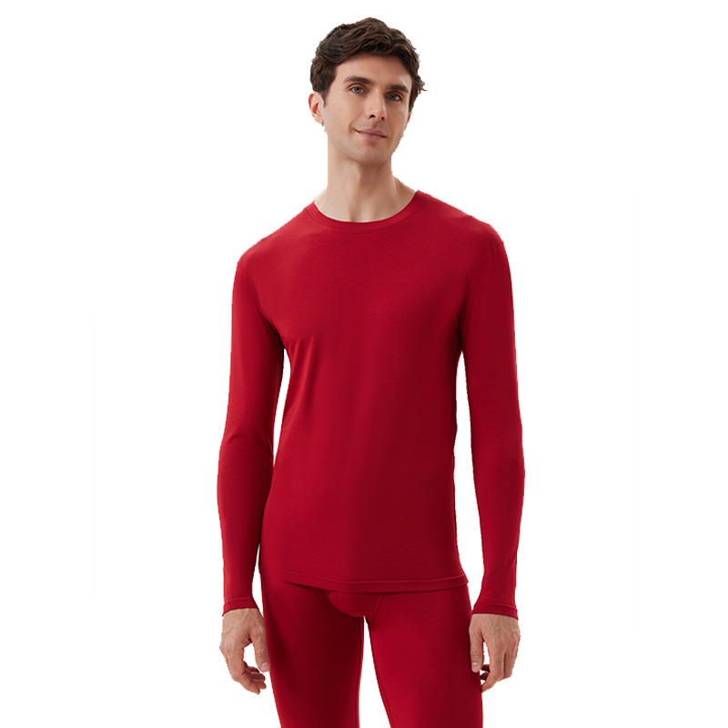 Men's Thermal Underwear Set for the Zodiac Year, Women's Red Brushed Thermal Tops and Pants, Couple's Red Wedding Year of the Horse