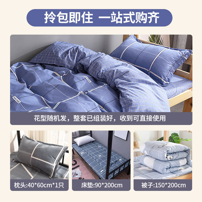 【Enjoy】Single Three-Piece Set: Quilt + Mattress + Pillow (Random Pattern)