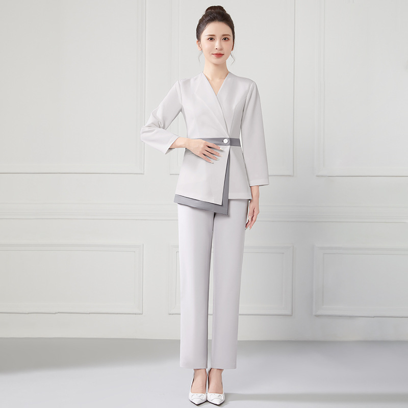 High-End Medical Beauty Front Desk Long-Sleeved Nurse Work Clothes for Women Spring and Autum Beauty Salon Dental Oral Pharmacy Split Suit