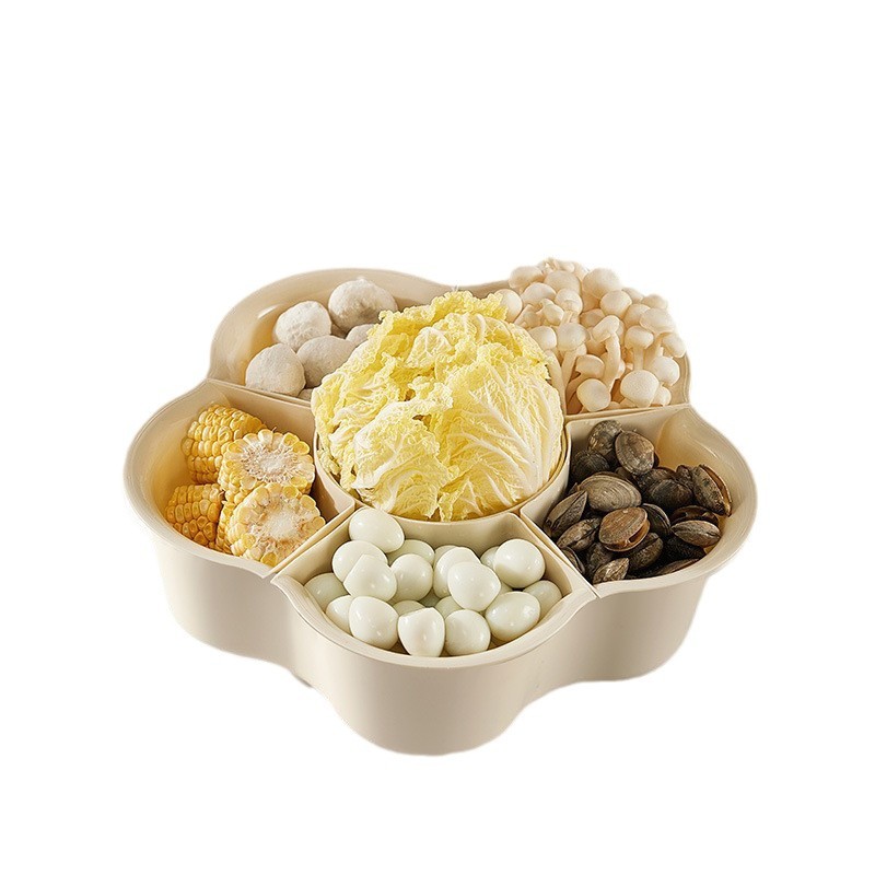 New style rotating hot pot plate dish set nine-compartment hot pot plate dish basket household double-layer vegetable side dish