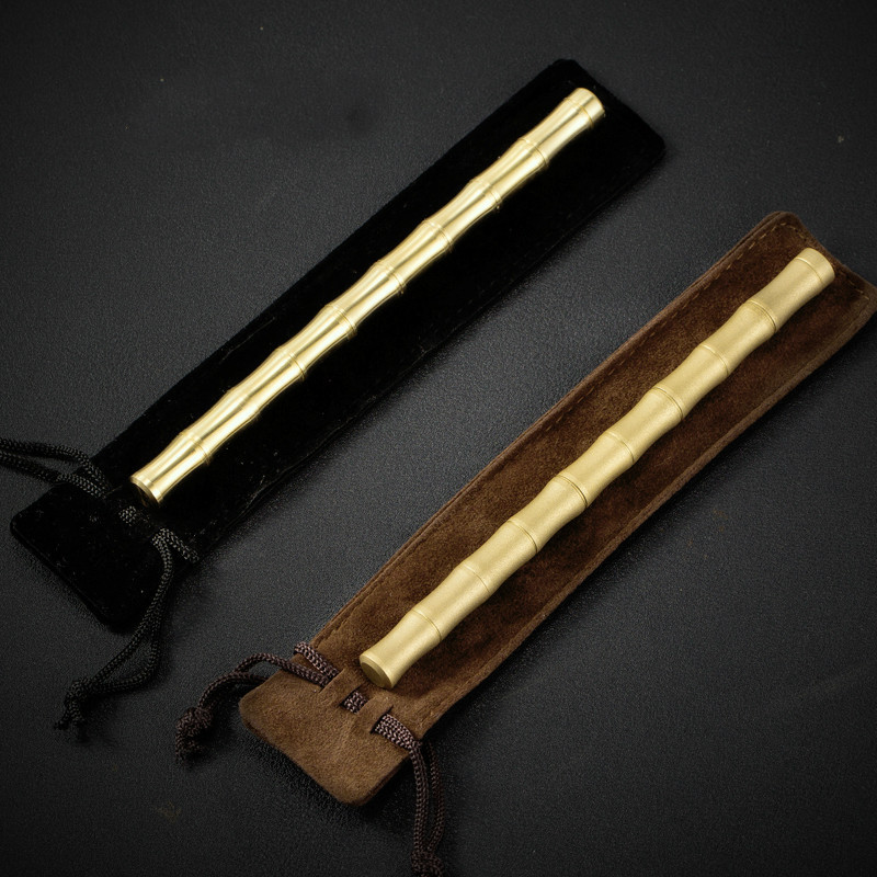 Vintage Brass Bamboo Gel Pen Handmade Bronze Bead Sign Pen Business Gift Writing for Students