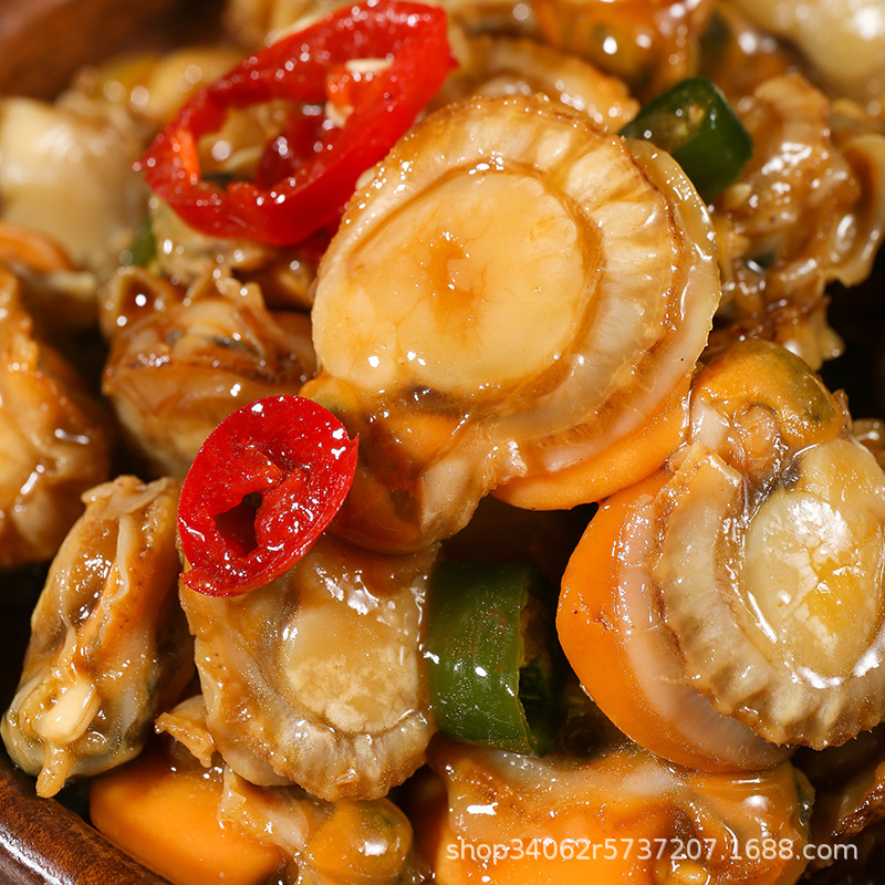 Spicy Scallop Meat Ready-To-Eat Cooked Food Spicy Qingdao Specialty Ezo Scallop Small Seafood Snacks Canned Scallop Meat Snacks