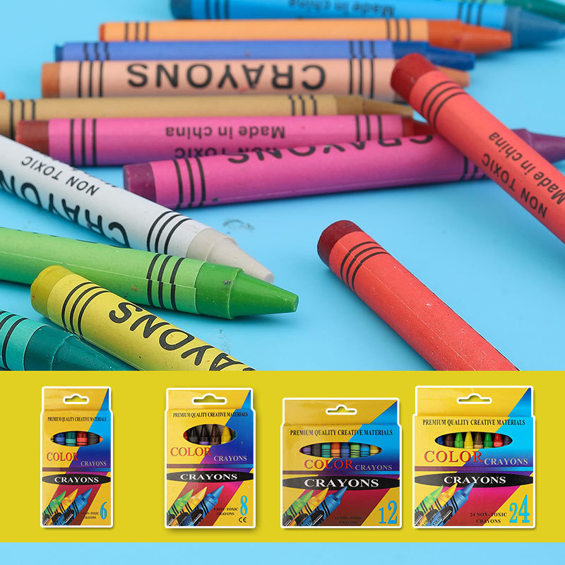 12 24 Crayon Set Children's Painting Coloring Crayon Kindergarten Graffiti Brush Student Art Supplies Wholesale