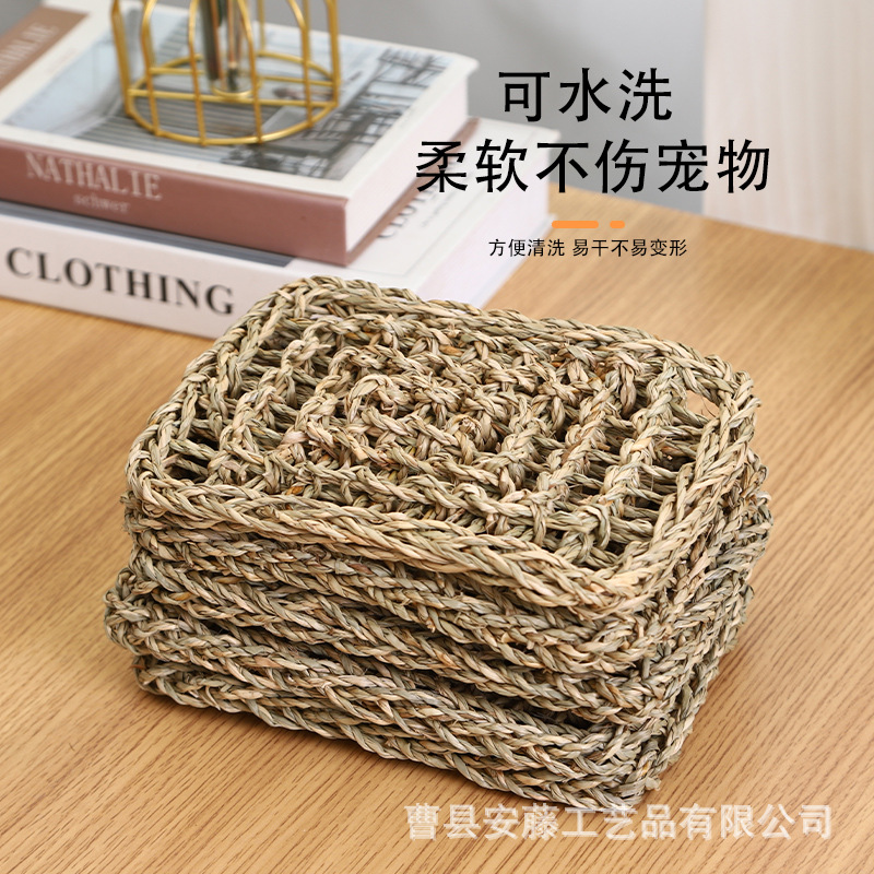 Straw Pet Mat, Handmade Straw Mat, Parrot Molar Net, Cat and Dog Pet Mat, Lizard Hammock, Pet Climbing Net