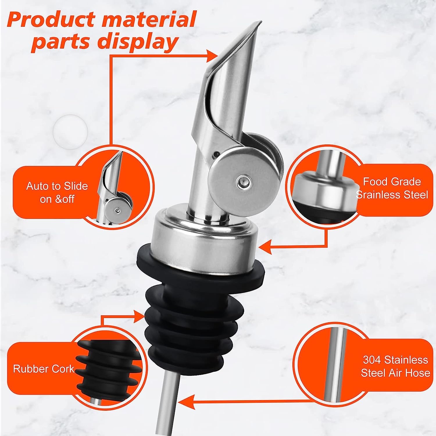 Cross-border 304 stainless steel gravity flip automatic lid opening and closing wine pouring machine oil nozzle bottle stopper oil bottle stopper automatic lid