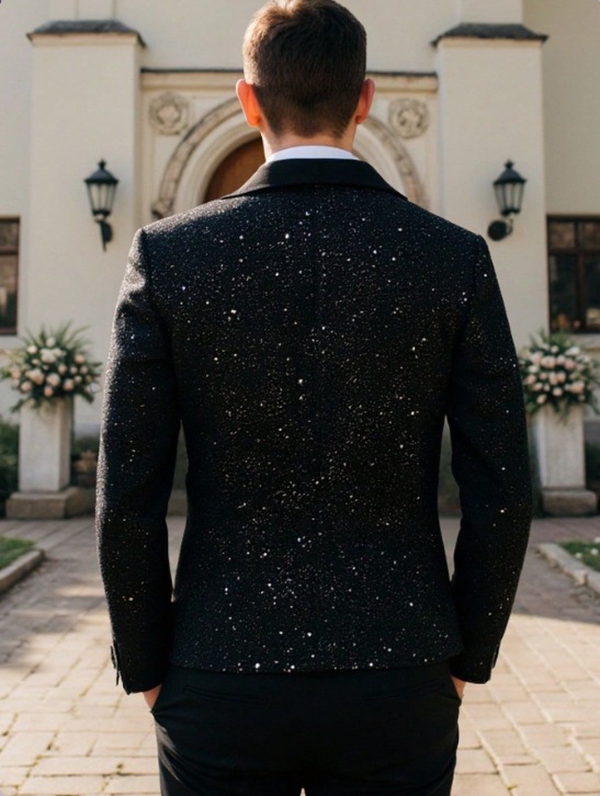 2025 Export European and American Cross-Border Men's Suit Jacket Fashion Casual Shiny Banquet Wedding Party Dress Top
