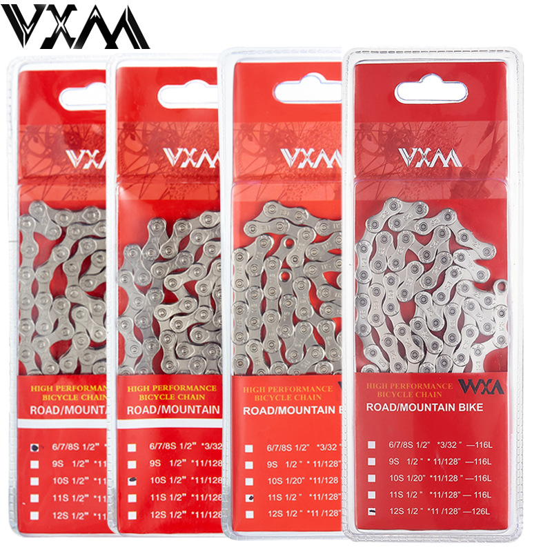 Велосипедная цепь VXM 8/9/10/11/12 скоростей односкоростная горная дорожная электропокрытая серебристая цепь легкая
