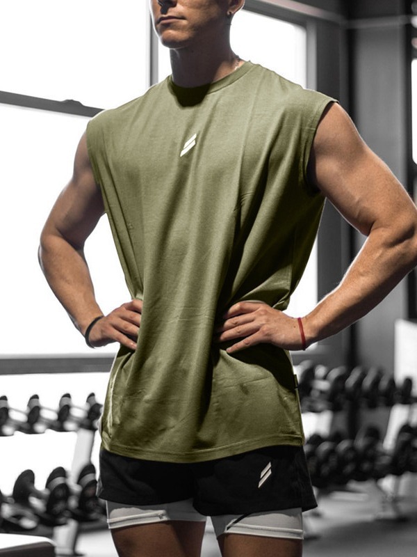 Summer Fitness Sports Mesh Vest Leisure Running Training Loose European and American plus size Breathable Quick-drying Round Neck Sweatshirt