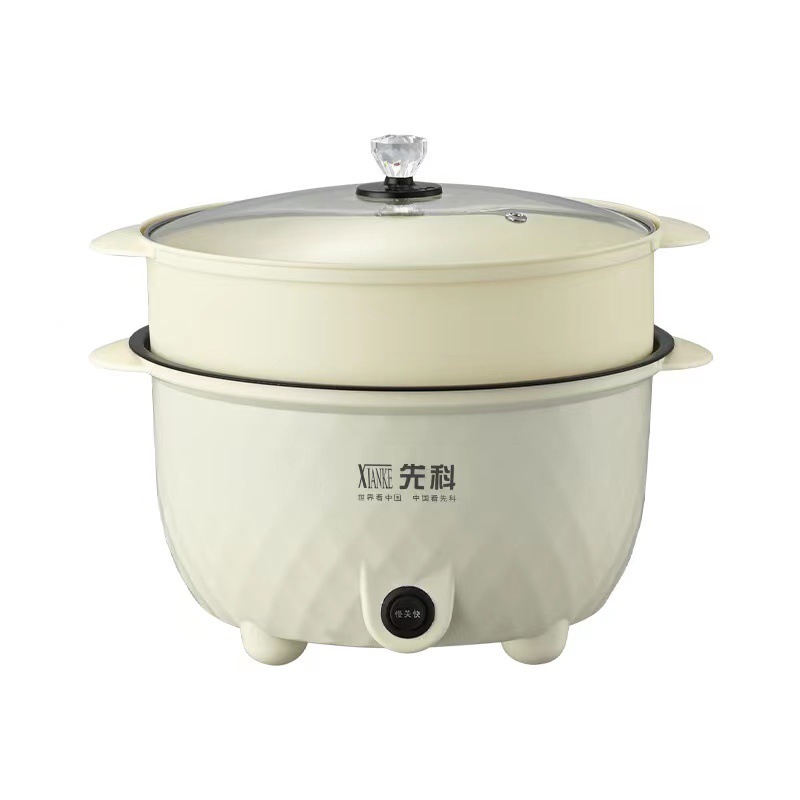 Xianke 3L Steaming ELectric Hot Pot ELectric Cooking Pot MuLti-functionaL Cooking Pot Student Dormitory HousehoLd ALL-in-one NoodLe Cooking SmaLL ELectric Pot