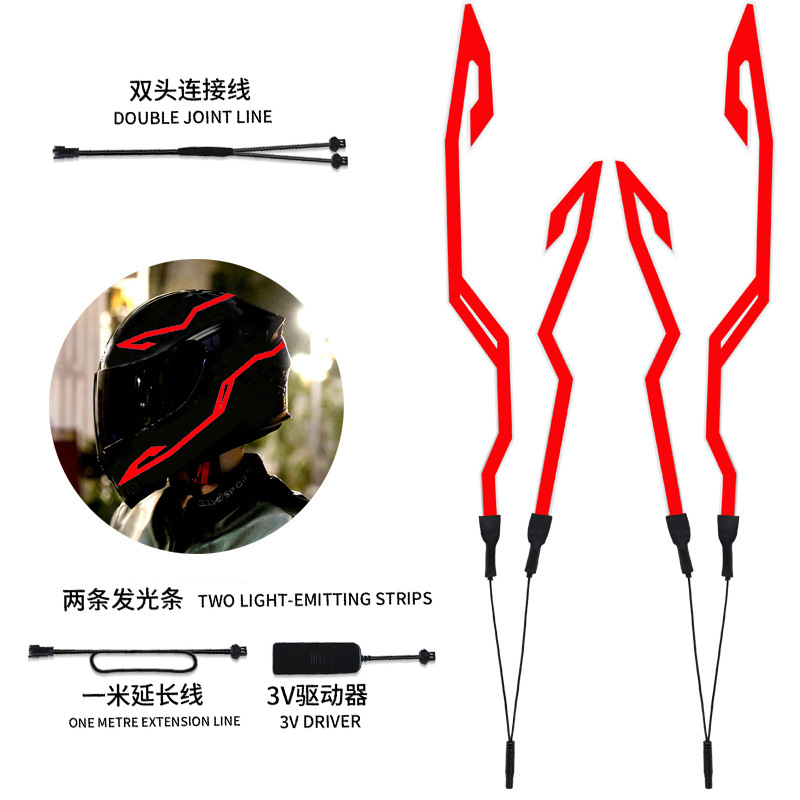 Helmet Light Strip Manufacturer in Stock 5V Rechargeable Driver One Tray Four Light Strips Helmet El Light Strips