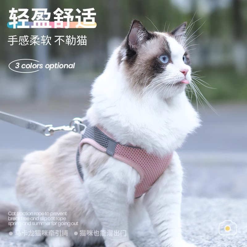 Cat Traction Rope Anti-break Dog Rope Summer Out Special Cat Walking Rope Vest Chest Strap Cat Rope Supplies