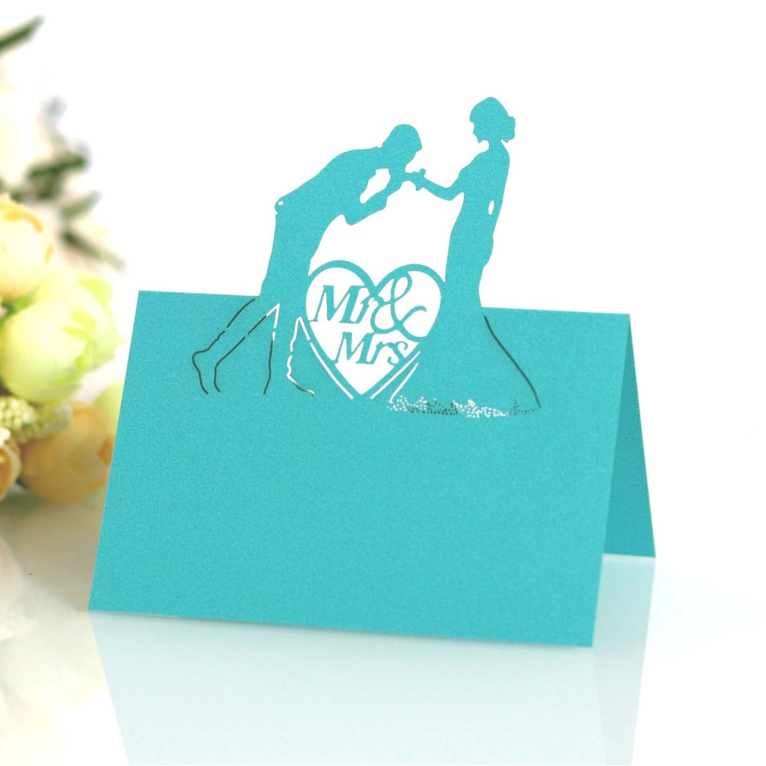 Cross-border wedding couple love laser seat hollow butterfly sign-in table love seat card wholesale
