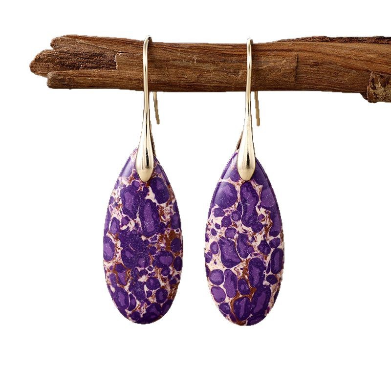 Cross-border e-commerce new Bohemian stone water drop pendant earrings European and American fashion jewelry