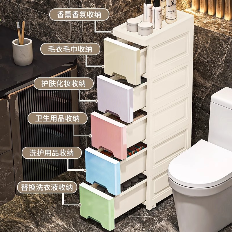 Gap Storage Cabinet Narrow Gap Floor Storage Rack Kitchen Bathroom Super Narrow Edge Gap Cabinet Household Toilet Storage Rack