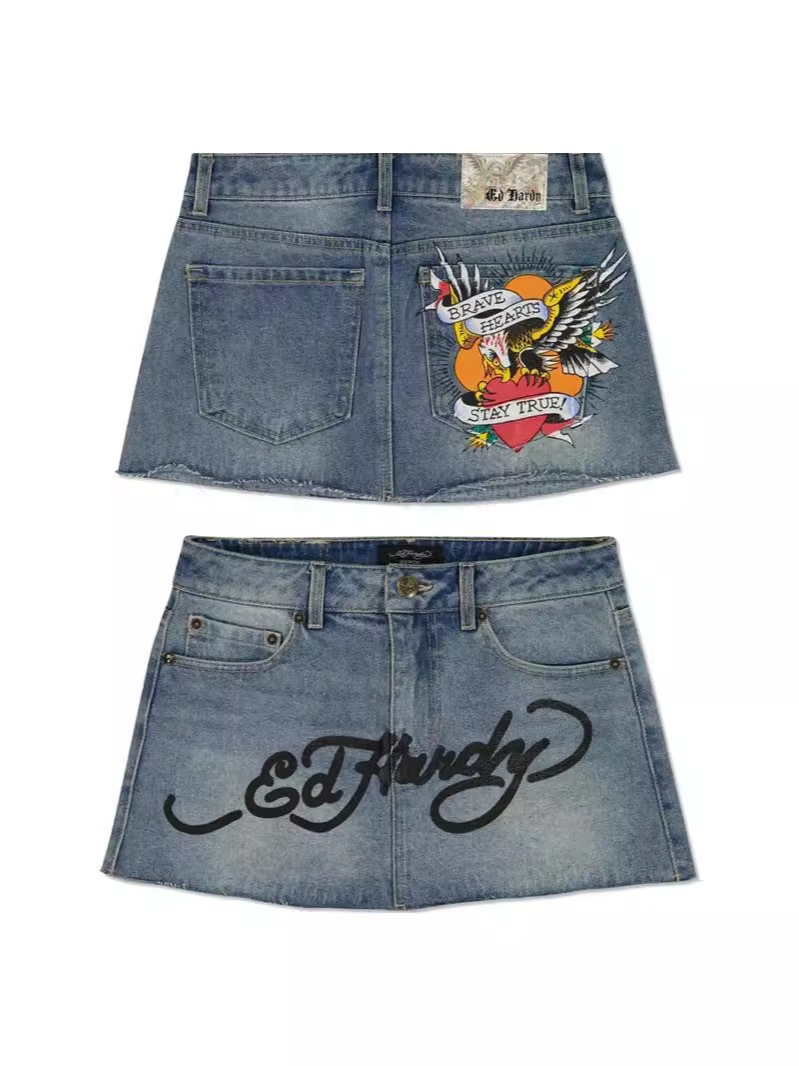 Skirt Y2k Harajuku Gothic Hip Hop Letter Print Retro Blue Denim Skirt Women Fashion Casual Short Skirt