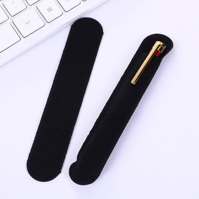 Large Stock of Black Velvet Pencil Cases with Logo Printing Available, Wholesale Hot-Selling Flocked Pen Sleeves