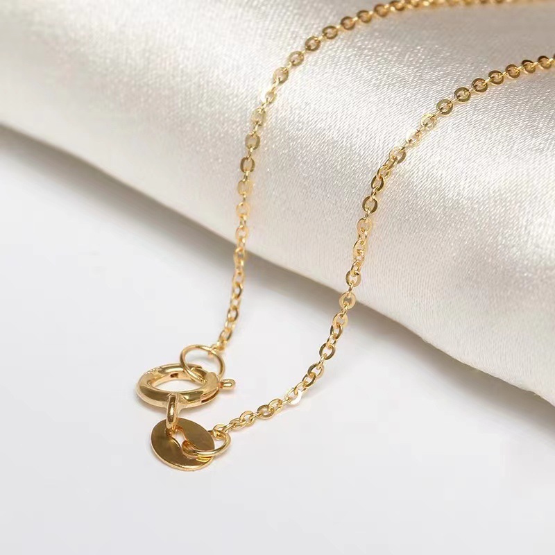 18K Gold Necklace Women's O-Shaped Chain Au750 Clavicle Chain Plain Chain Gold Versatile Flash O-Shaped Chain Live Wholesale