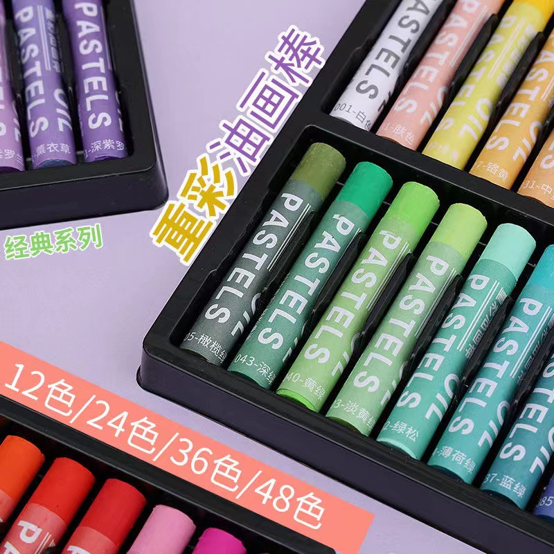 Heavy color soft oil painting stick 12 color 24 color 36 color 48 color painting crayon children's kindergarten graffiti factory wholesale