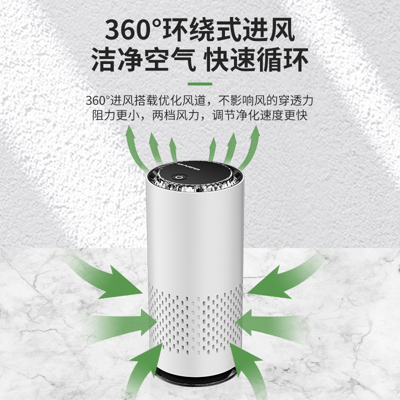 Cross-Border Car Air Purifier Household Odor Removal Formaldehyde Cup Holder Negative Ion Small Purifier Gift