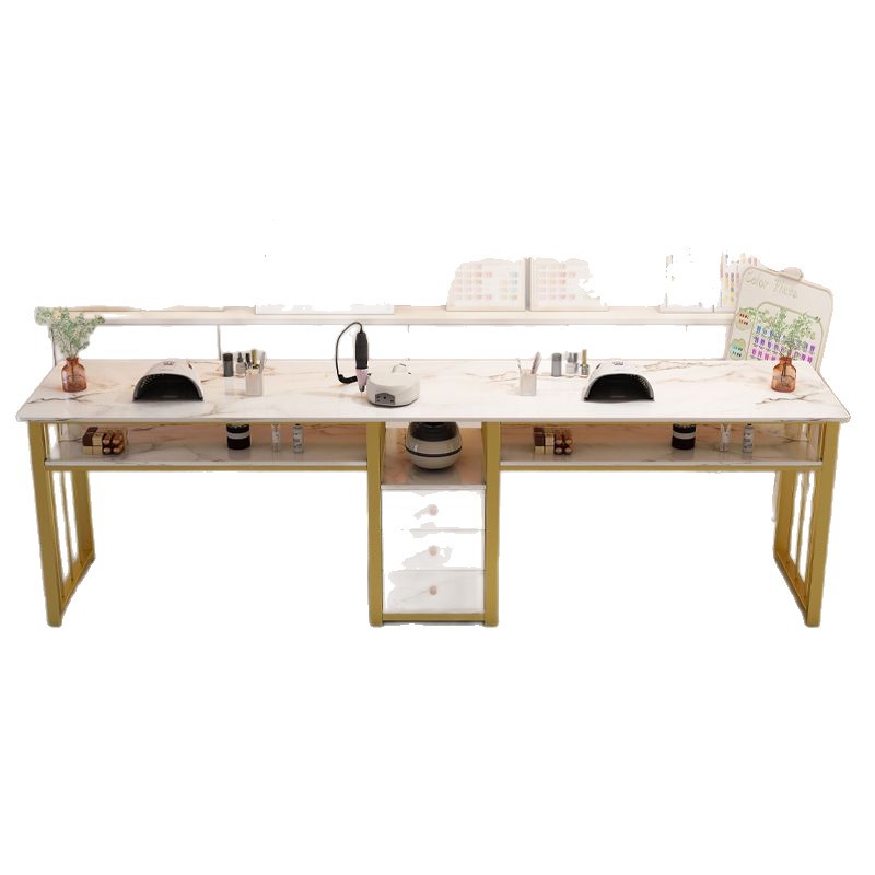 Ins Style Popular Nail Salon Special Price Economical Manicure Table and Chair Set Japanese Simple Double Manicure Table