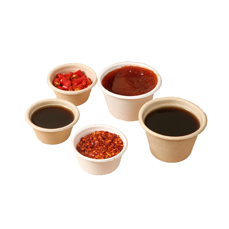 Disposable Pulp Sealed Degradable Dip Cup Sauce Cup Seasoning Cup Small Cup Packing Take-out Bowl Box with Lid