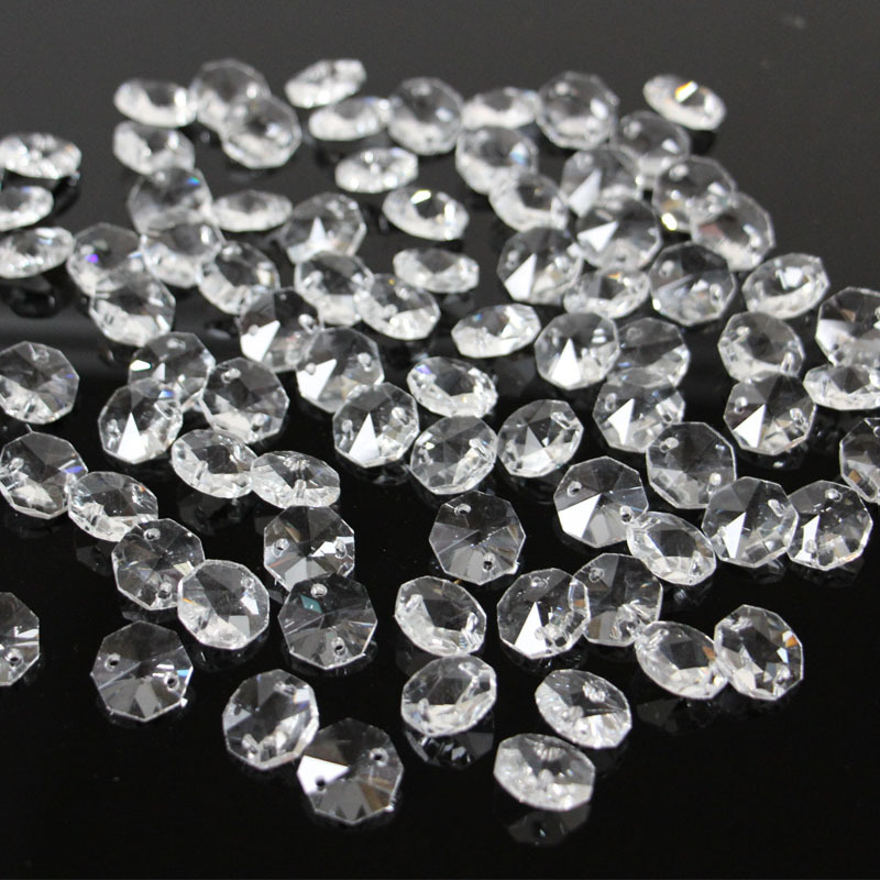 14mm double hole octagonal beads chain color Crystal octagonal beads crystal curtain beads wedding lighting accessories beads