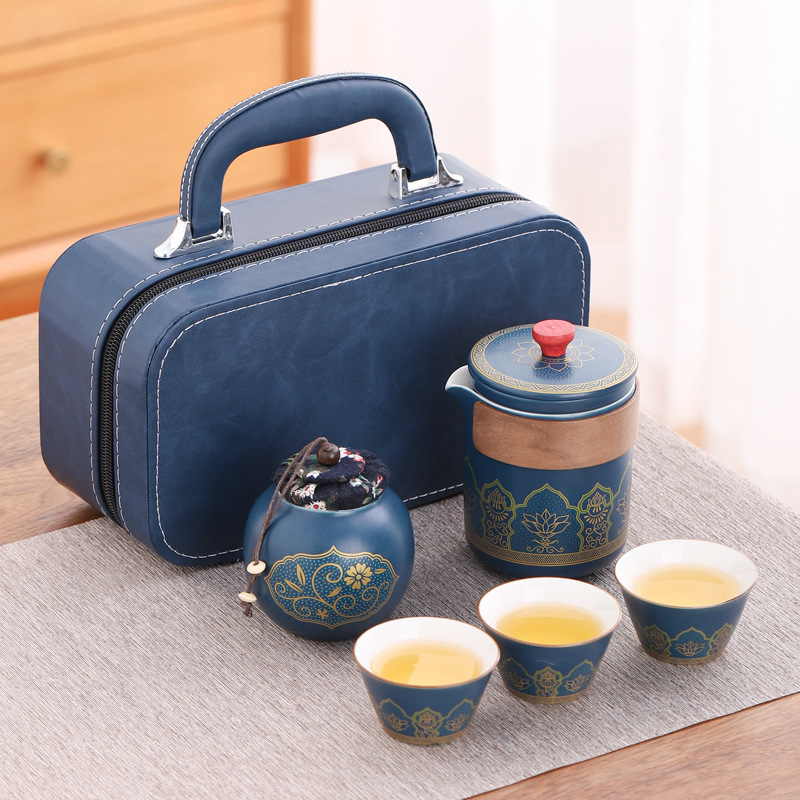 Outdoor Travel Tea Set suit a Pot of Three Cups with Cans Convenient Express Cup Printing logo Company Annual Meeting Accompanying Ceremony