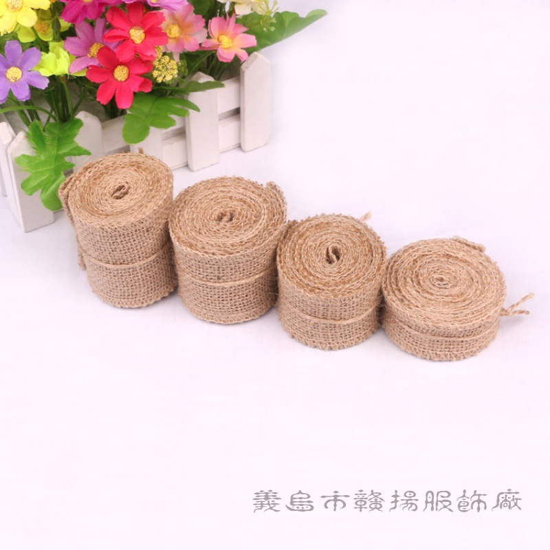 Thickened Jute Cloth Roll DIY Handmade Christmas Wedding Craft Linen Strip Natural Jute Roll Table Flag Chair Back Fabric