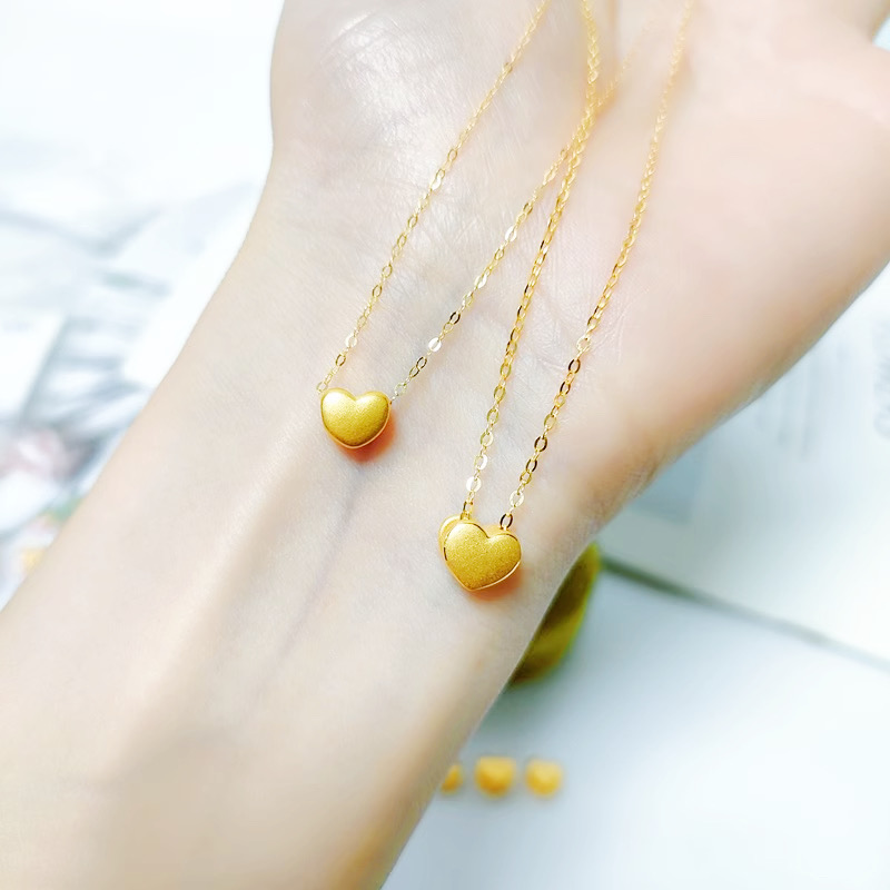 Shuibei Gold Pure Gold 999 Light Edition 3D Hard Gold Pendant Transfer Bead Necklace Chain Beauty Industry Mother's Day Gift