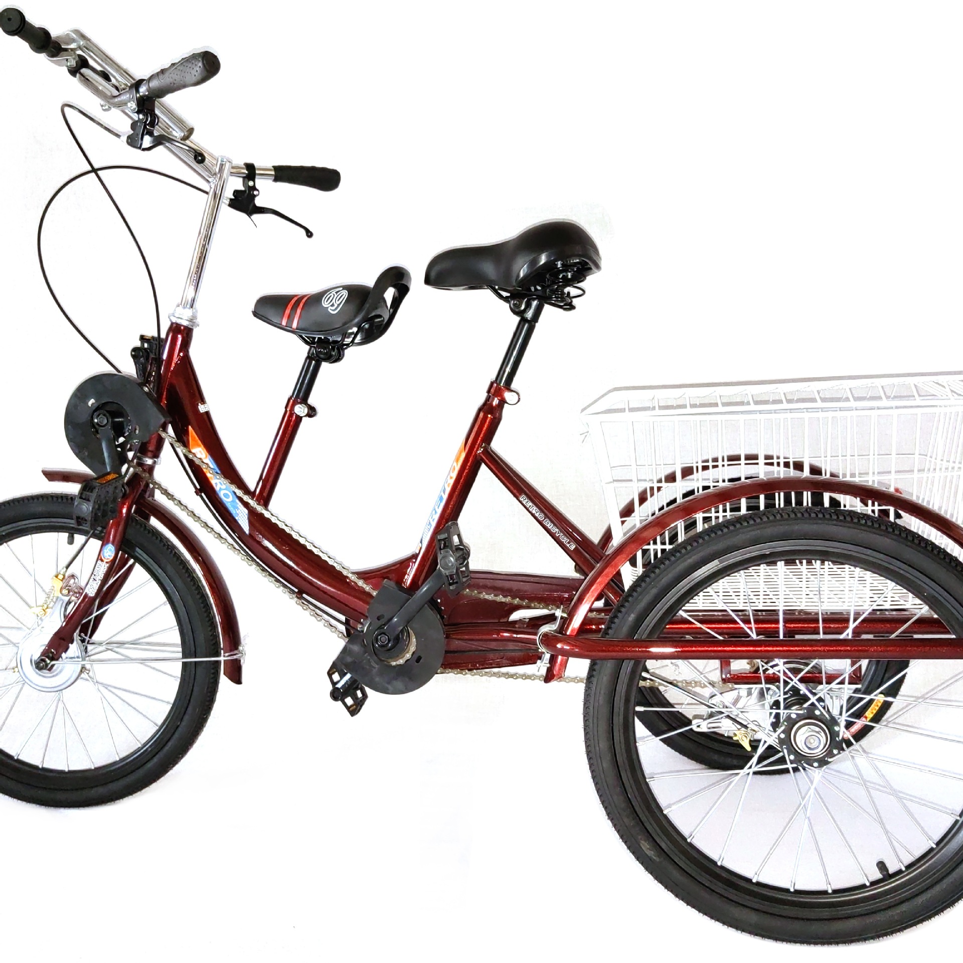 Two-Person Riding Parent-Child Bicycle Purple Tricycle Default Item Other Double Disc Brake Silk Flower