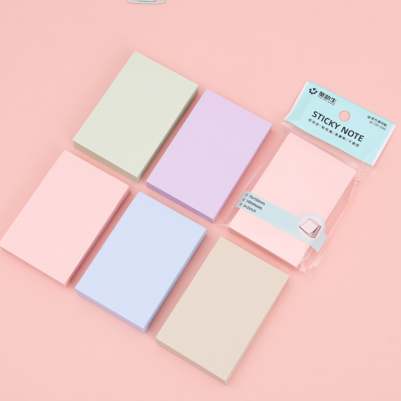 Morandi Color Sticky Notes Colorful Student Stationery Message Note Notes Office Stickable Hand-Tearable Note Paper Wholesale