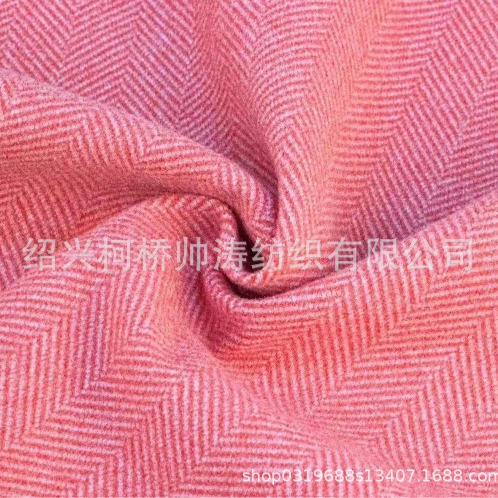 New British Herringbone Semi-worsted Wool Autumn and Winter Thickened Large Herringbone Wool Coat Fabric in stock Small Fragrance