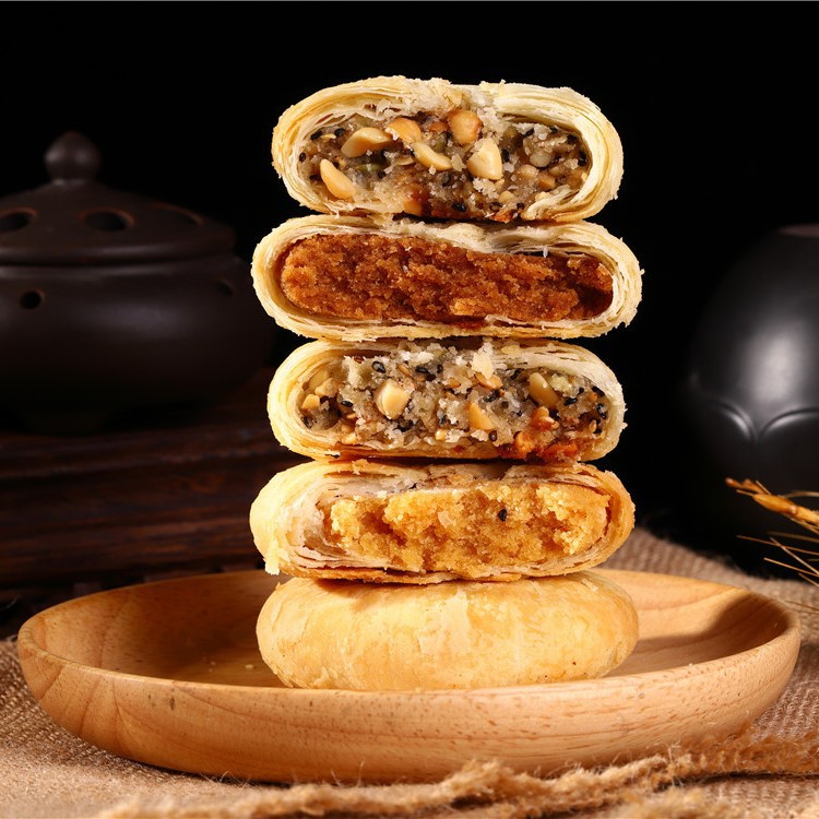 Mid-Autumn Festival crispy moon cake factory wholesale multi-flavor cake bulk traditional Su's crispy skin sugar-free five-kernel moon cake