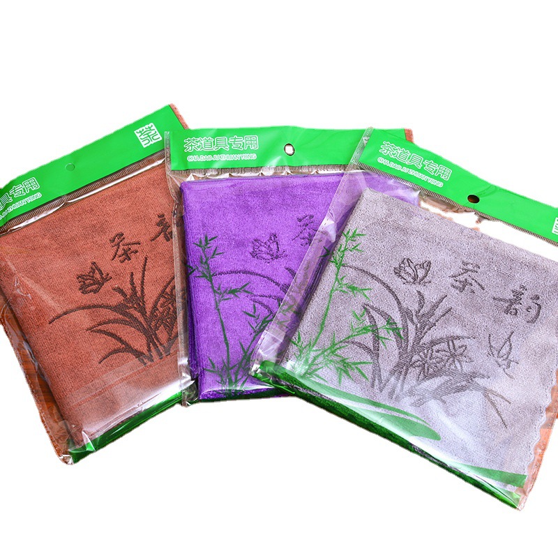 Tea Towel Absorbent Thickened Tea Table Rag Tea Towel Microfiber Fixed logo Pot Towel Giving Independent Packaging