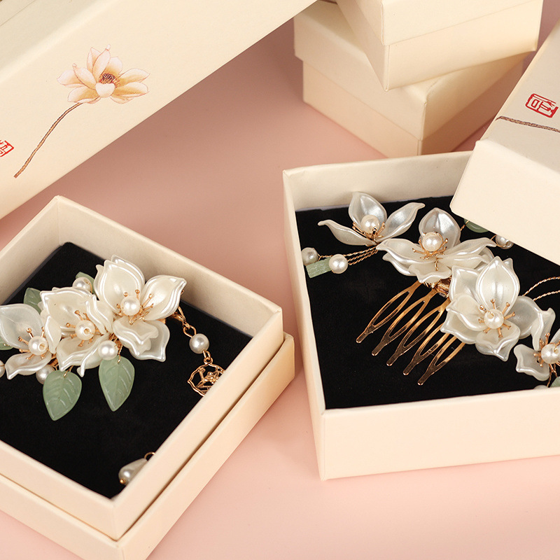 Chinese Valentine's Day Gift Camellia Han Dynasty Headdress Ancient Style Girl Hairpin Set Hairpin Comb Step Shake Edge Clip