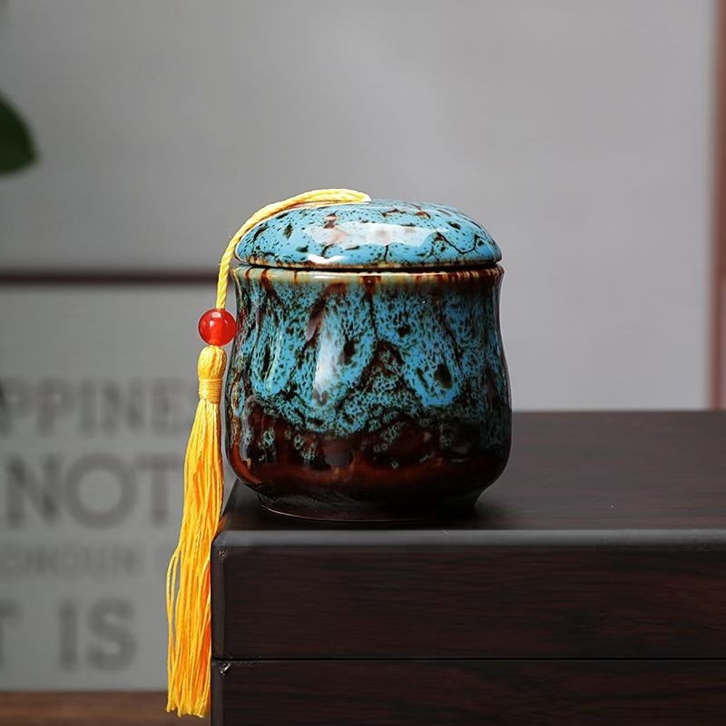 Kiln Change Mini Small Ceramic Jar Tea Food Porcelain Jar Packaging Beauty Makeup Jar Fragrance Powder Fragrance Paste Jar Sealed Storage Jar