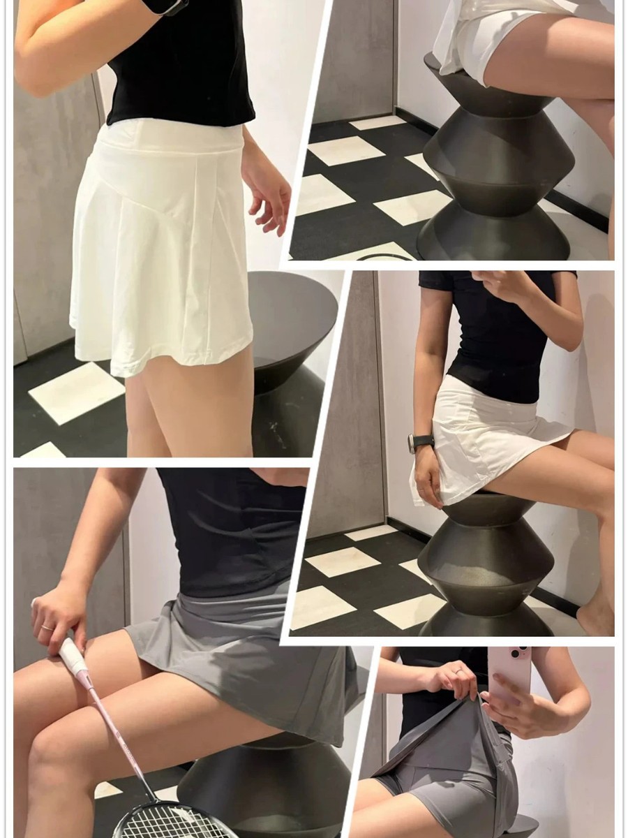 Lu's Same High-Waisted Anti-Exposure Sports Skirt Pants Tennis Skirt Sports Short Skirt Pants Half Skirt Pants Wholesale