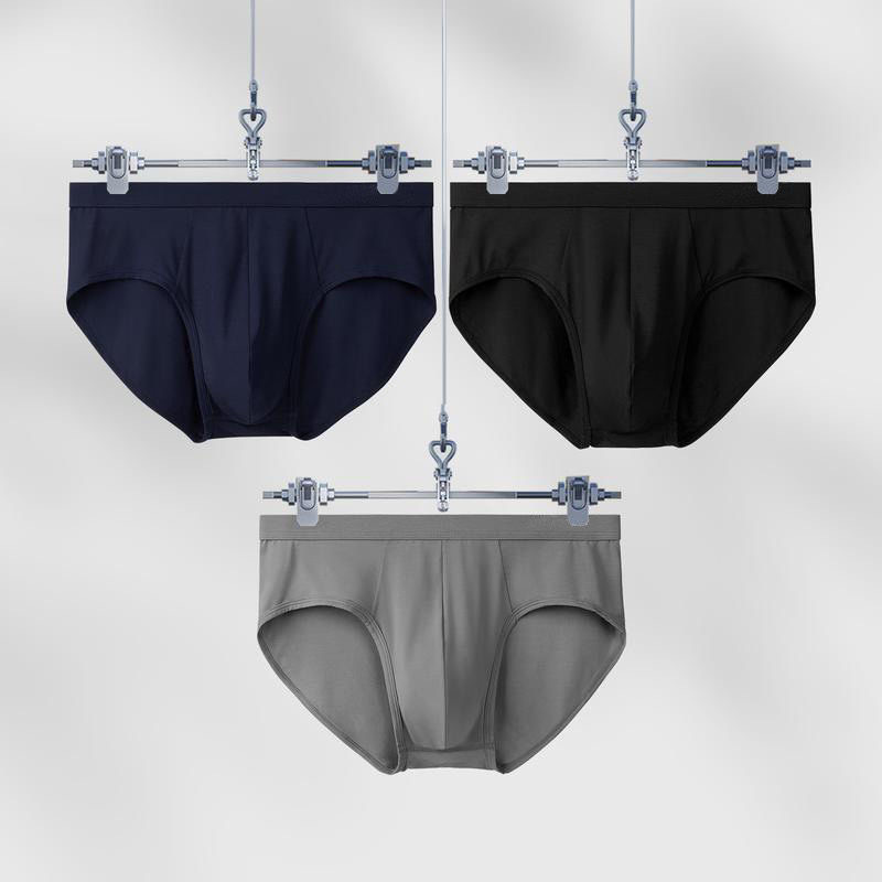Cross-Border Popular Men's Briefs Solid Color Simple Youth Underwear Soft, Comfortable and Breathable Briefs Wholesale