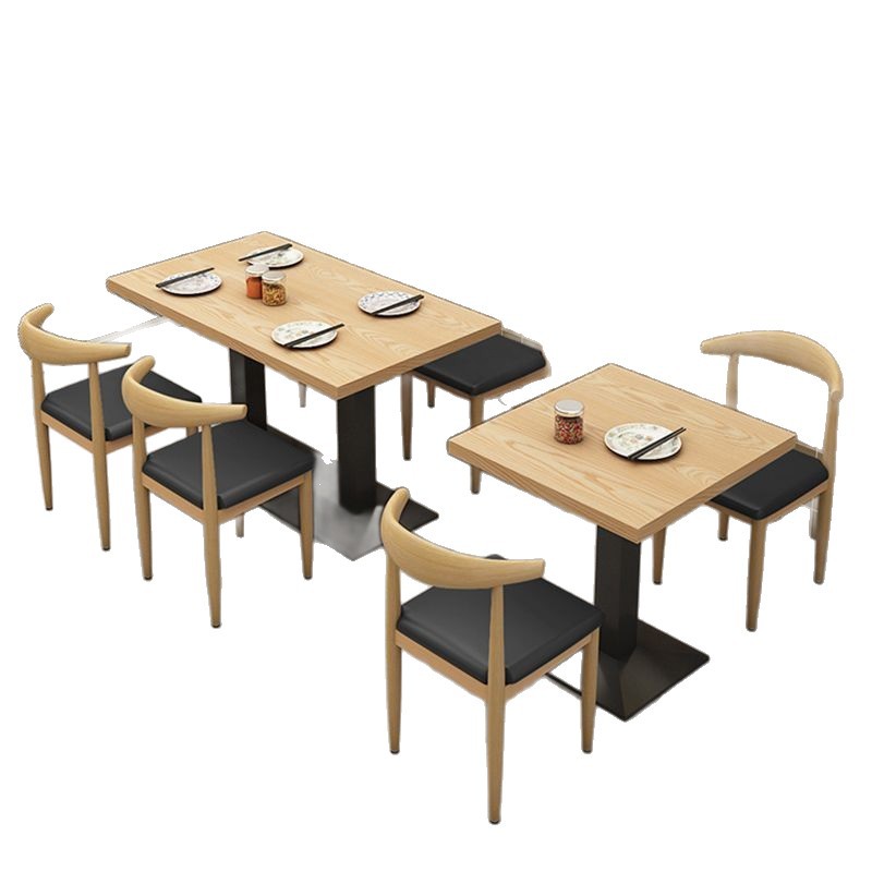 Fast Food Restaurant Tables and Chairs, Commercial Small Square Tables, Burger Shop Snack Bar Tables, Shop Dining Milk Tea Shop Table and Chair Combinations