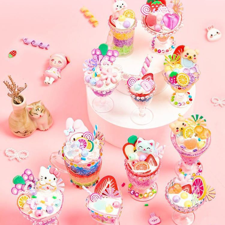 Children's handmade diy cream plastic toy girl's handmade material package ice cream cup sweet Cup dessert Cup