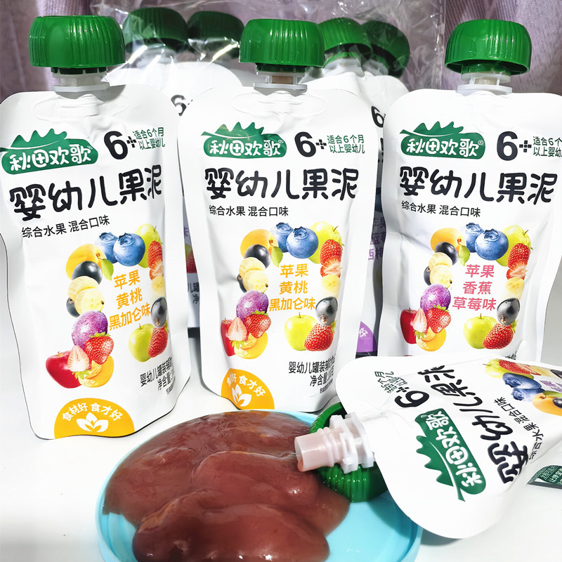 Akita Happy Song Infant Fruit Mud Infant Fruit Mud Suction Fruit Mud Pure Water Fruit Mud 100g Fresh Fruit Ready-to-eat in Open Bags