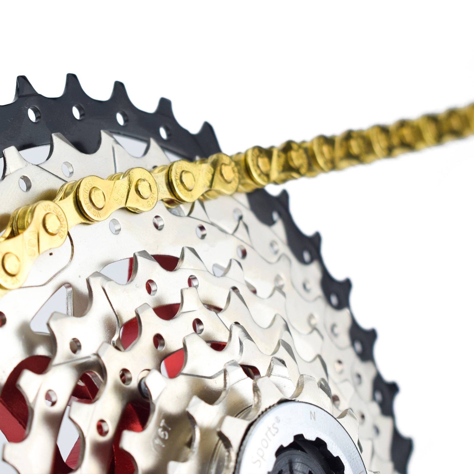 VG SPORTS 8/9/10/11/12 Speed Mountain Road Bike Chain Non-hollow Lightweight Gold Colorful