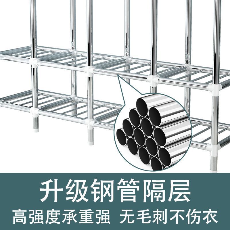 Simple Cloth Wardrobe Rent House Steel Pipe Bold Wardrobe Household Bedroom Multi-Layer Storage
