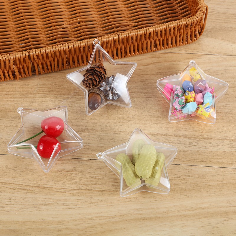 Transparent Five-Pointed Star Acrylic Ball Plastic Ball Shell Opening and Closing Hollow Ball Pendant Kindergarten Environmental Creation Christmas