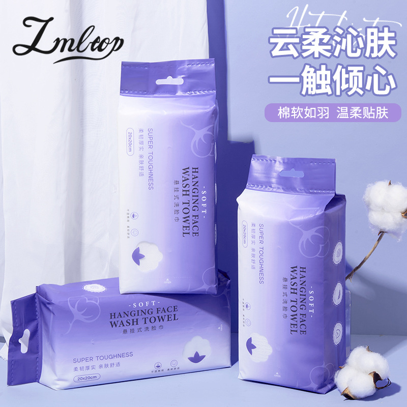 Lmltop Hangable Plain Face Washcloths 80 Pieces Removable Cotton Soft Disposable Face Washcloths Sy641