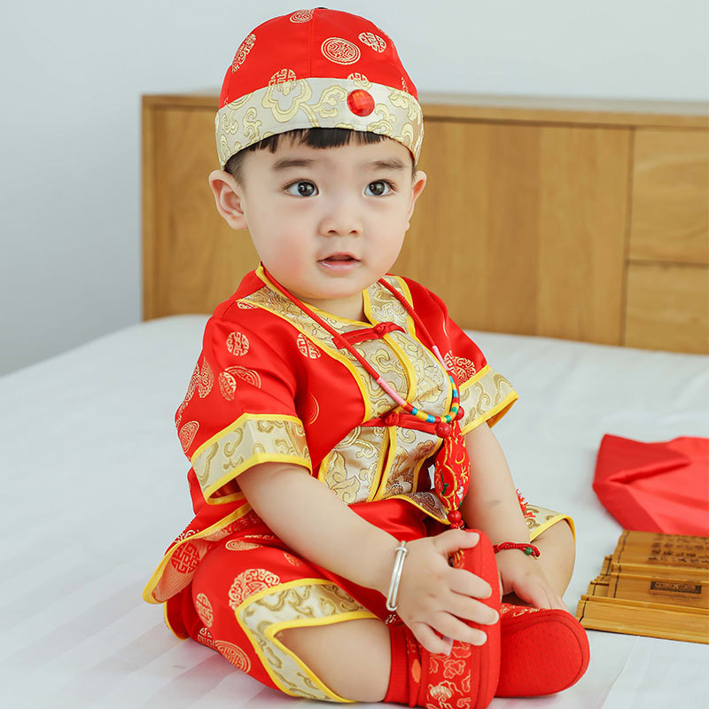 Baby One Year Old Tang Suit for Boys and Girls Hanfu Summer Baby Hundred Days Grab Week Suit Chinese Style One Year Old Birthday Dress
