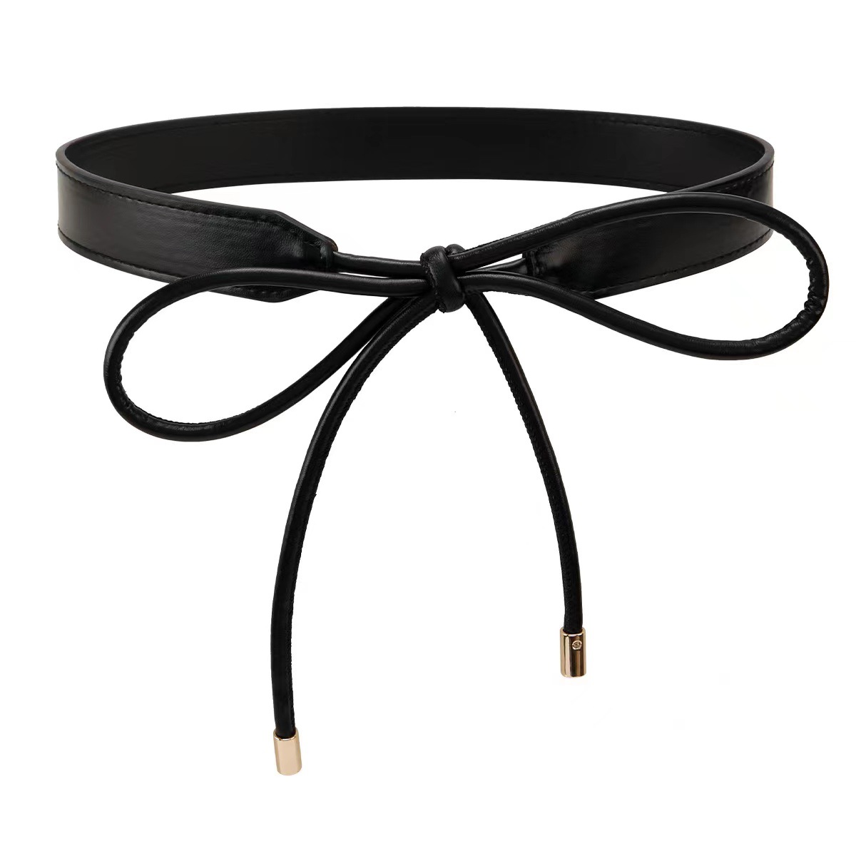 Korean Style Ins Style Imitation Leather Strap Belt Fashionable Bow Knotted Waist Rope Wear Skirt Waist Slimming Look Accessories