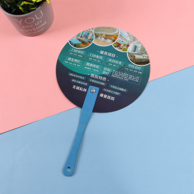 Factory advertising fan custom plastic pp cartoon advertising group fan handle fan advertising fan custom logo